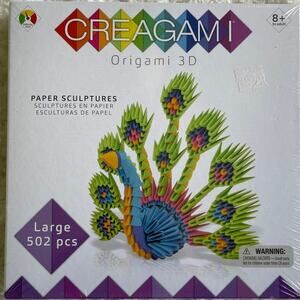 Creagami Origami 3D Paper Sculpture Kit Large Peacock 502 Pieces NEW Arts Crafts